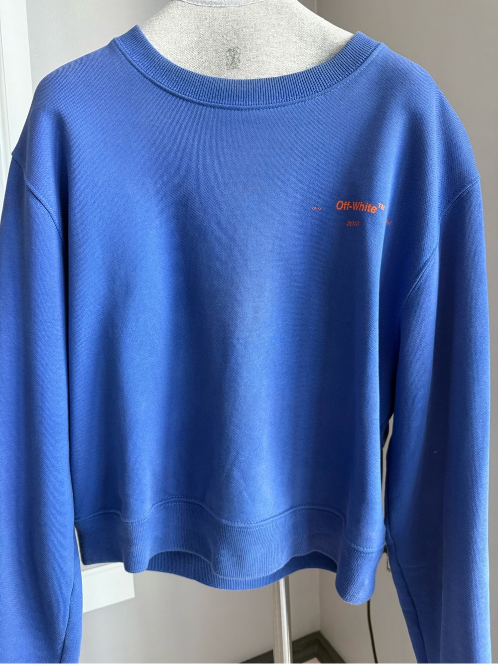 Off-White Blue Embroidered Arrow Crewneck Sweatshirt Size S